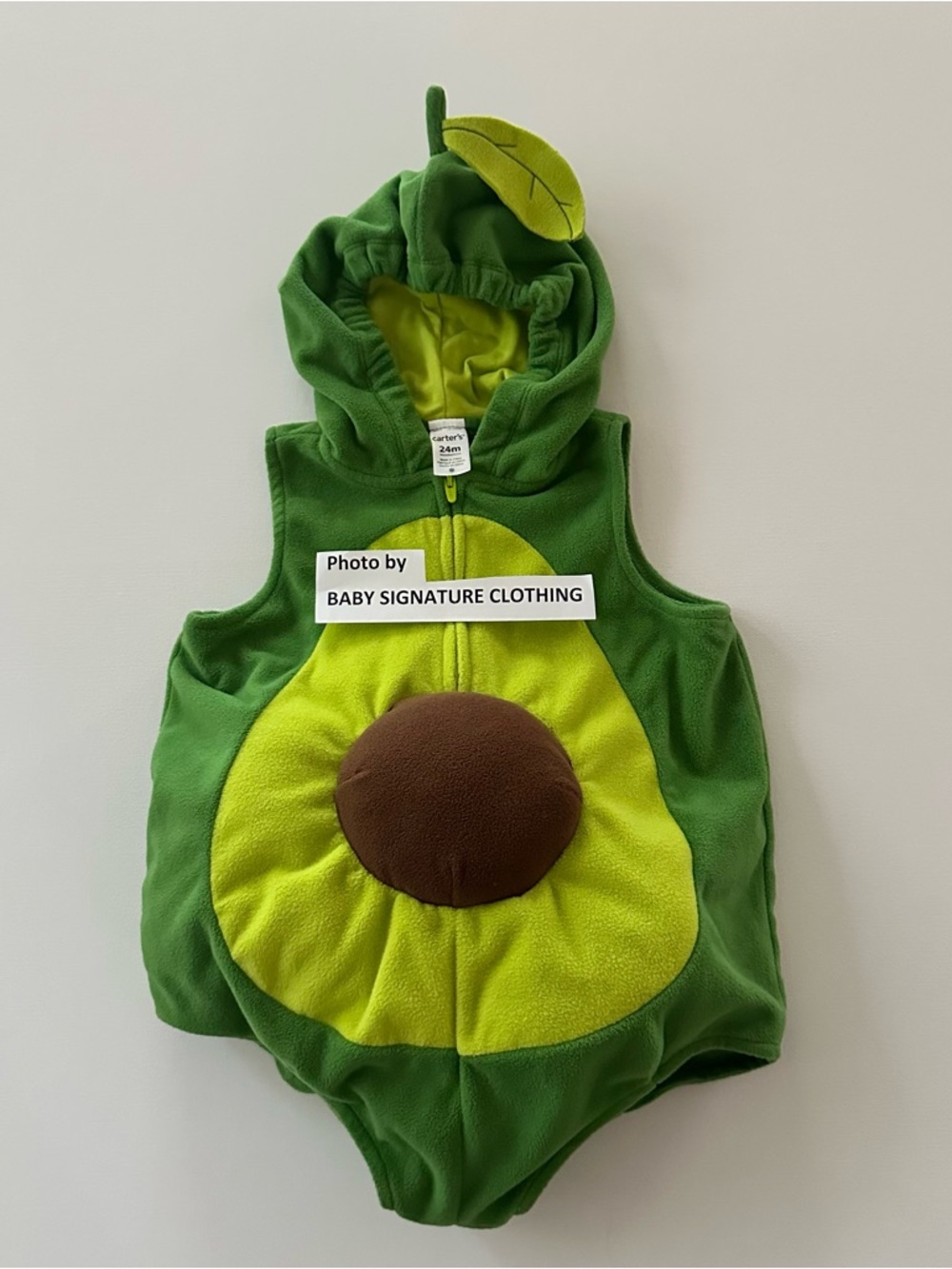 Carter's 24 Months Baby Green Avocado Plush Hooded Kids Costume Halloween